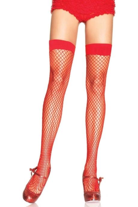Панчохи-сітка Leg Avenue Fishnet Thigh Highs One size Red дрібна сітка червоний колір
