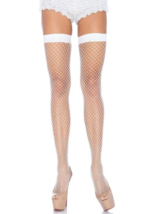 Чулки-сетка Leg Avenue Fishnet Thigh Highs One size White мелкая сетка