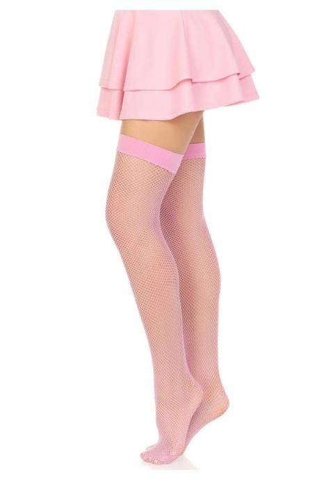 Панчохи-сітка Leg Avenue Nylon Fishnet Thigh Highs One size Pink рожевий колір