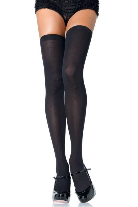 Щільні непрозорі панчохи Leg Avenue Opaque Nylon Thigh Highs Black one size чорний колір