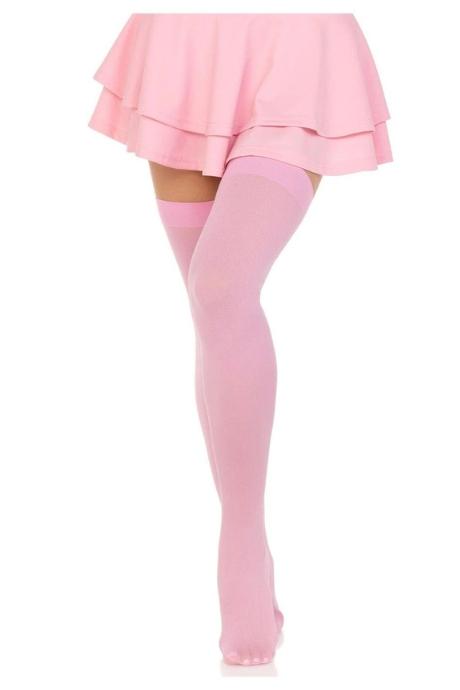 Щільні непрозорі панчохи Leg Avenue Opaque Nylon Thigh Highs Pink One Size рожевий колір