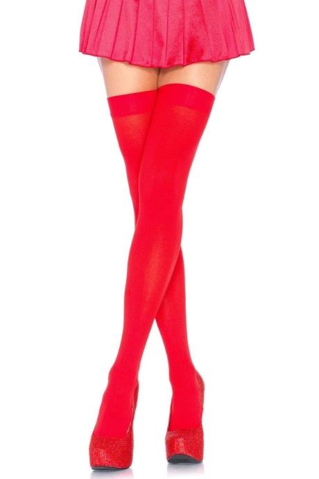 Щільні непрозорі панчохи Leg Avenue Opaque Nylon Thigh Highs Red one size червоний колір