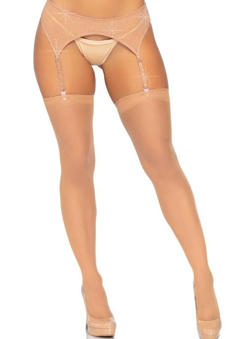 Пояс для панчіх зі стразами Leg Avenue Rhinestone Garterbelt Nude One Size бежевий колір