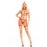 Портупея с чокером и гартеры Leg Avenue 2PC Vegan Leather Nurse Harness Teddy and Headband Red