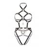 Портупея-тедді з екошкіри Leg Avenue Heart ring harness teddy Black підвіска-серце чорний колір