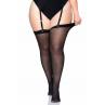 Прозрачные чулки со швом Leg Avenue Sheer backseam stockings Black plus size