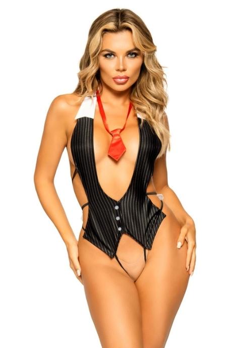 Ролевой костюм леди босс Leg Avenue Boss Babe one size боди с галстучком