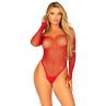 Сітчасте боді зі стразами Leg Avenue Crystalized fishnet bodysuit Red One Size червоний колір