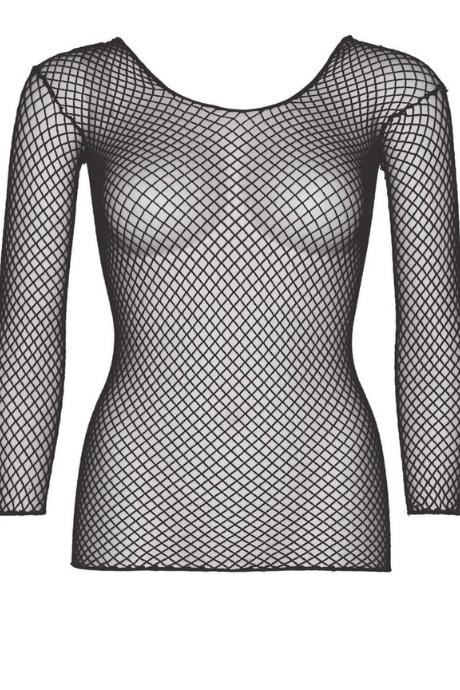 Сітчастий топ Leg Avenue Long Sleeves T-Shirts Black One Size чорний колір