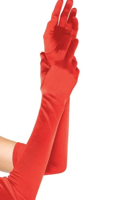 Длинные атласные перчатки Leg Avenue Extra Long Satin Gloves One Size красные