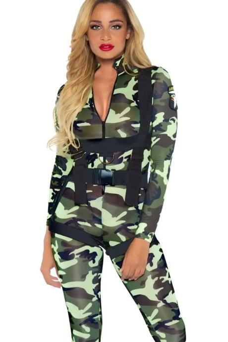 Эротический костюм десантницы Leg Avenue Pretty Paratrooper комбинезон портупея