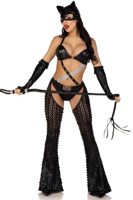 Эротический костюм кошечки-госпожи Leg Avenue Mistress Kitty перчатки комбинезон маска