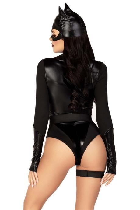 Эротический костюм кошечки Leg Avenue Fierce Feline боди пояс с подвязкой маска кошки