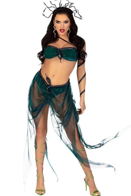 Эротический костюм Медузы Горгоны Leg Avenue Medusa Costume топ юбка нарукавники украшения