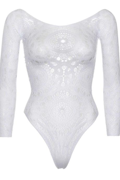 Еротичний боді-бодістокінг Leg Avenue Snap crotch thong back teddy White білий колір