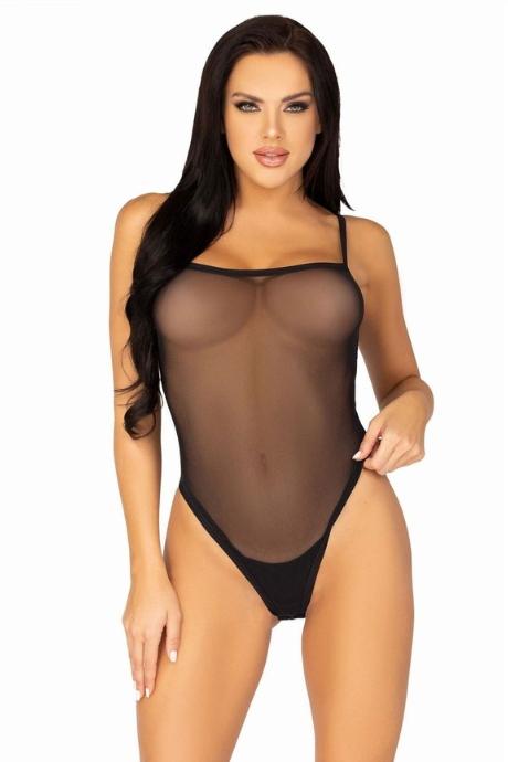 Еротичний боді Leg Avenue Cami bodysuit with thong Black на бретелях чорний колір