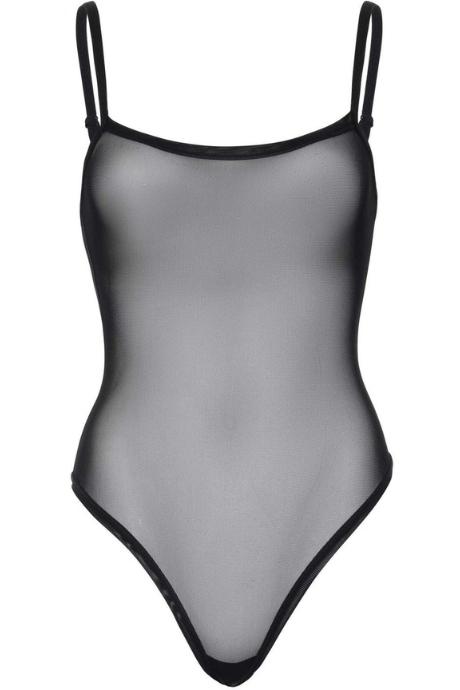 Еротичний боді Leg Avenue Cami bodysuit with thong Black на бретелях чорний колір