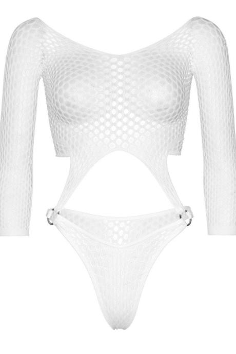 Еротичний боді Leg Avenue Top bodysuit with thong back White білий колір