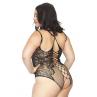 SO8609 Тедди с открытым доступом Leg Avenue Net and lace crotchless teddy 1X–2X Black шнуровка на с