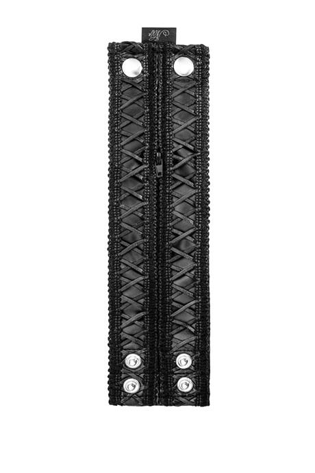 Женский кошелек-браслет Noir Handmade F326 black под кожу рельефный узор карман на молнии