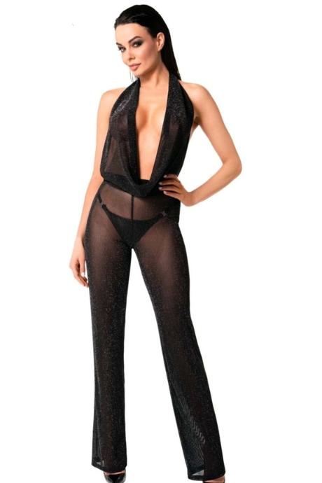 Комбінезон Noir Handmade F350 Shiny tulle overall чорний колір