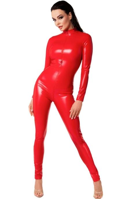 Комбінезон Noir Handmade F353 Red powerwetlook overall червоний колір