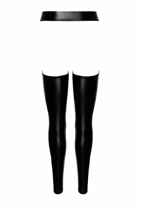 Легінси Noir Handmade F323 Rebel black під еко шкіра з відкритими стегнами та сідницями чорний колір
