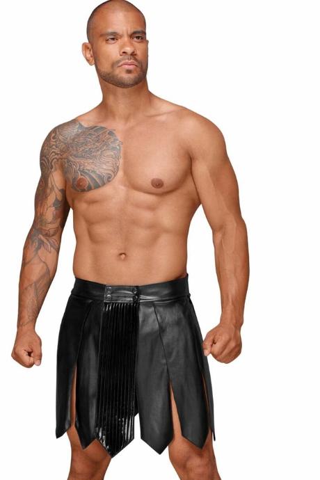 Чоловіча спідниця гладіатора Noir Handmade H053 Eco leather men's gladiator skirt екокожа чорний колір