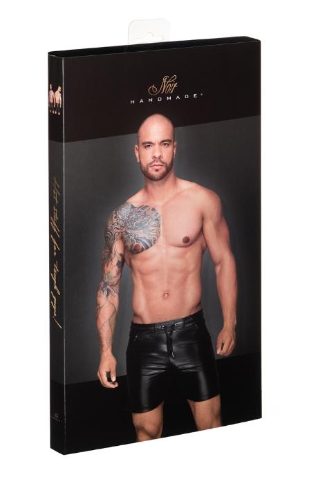 Чоловічі шорти з мокрим ефектом Noir Handmade H061 Powerwetlook shorts чорний колір