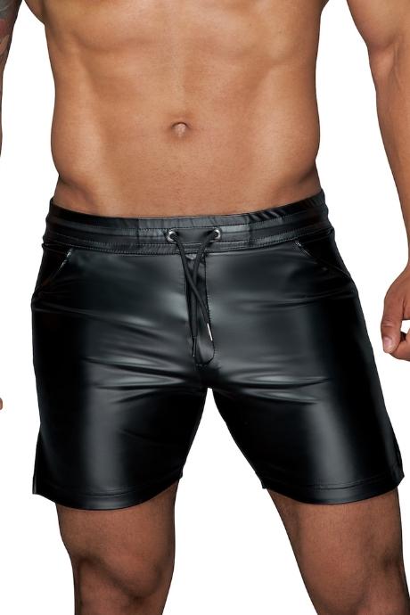 Чоловічі шорти з мокрим ефектом Noir Handmade H061 Powerwetlook shorts чорний колір