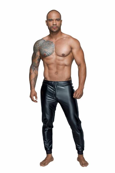 Чоловічі трегінси Noir Handmade H063 Powerwetlook treggings мокрий ефект чорний колір