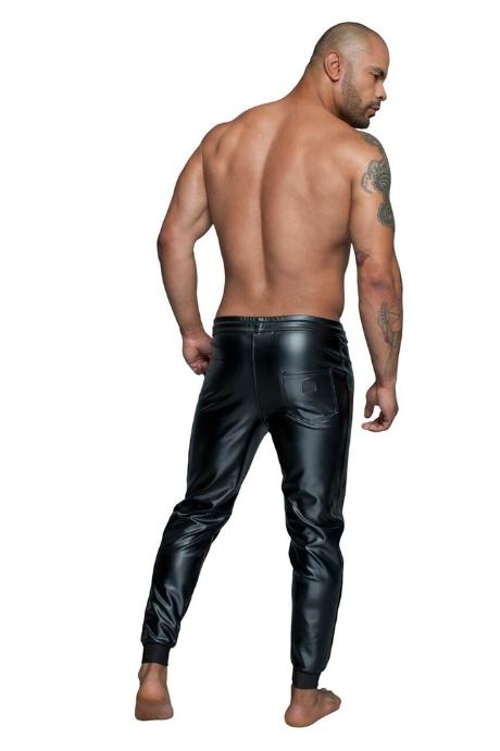 Чоловічі трегінси Noir Handmade H063 Powerwetlook treggings мокрий ефект чорний колір