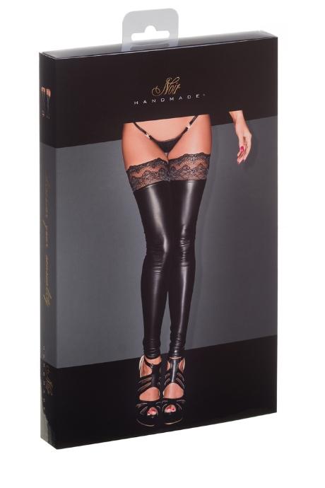 Панчохи з мокрим ефектом Noir Handmade F135 Powerwetlook stockings без мисків чорний колір