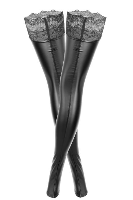 Панчохи з мокрим ефектом Noir Handmade F135 Powerwetlook stockings без мисків чорний колір