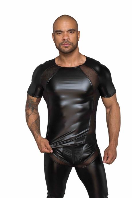 Футболка з мокрим ефектом Noir Handmade H056 Men's T-shirt made of powerwetlook чорний колір