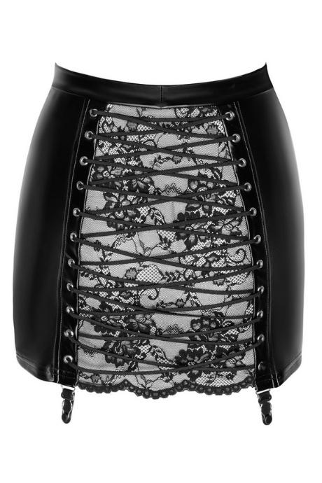 Спідниця Noir Handmade F341 Powerwetlook and lace skirt чорний колір