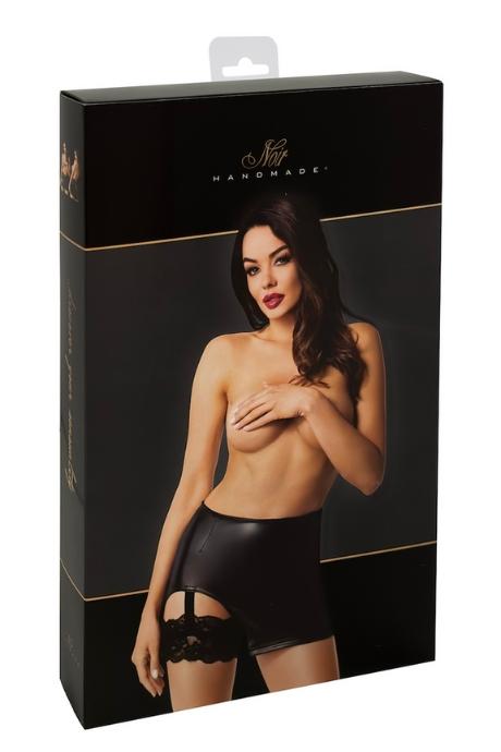 Спідниця Noir Handmade F345 Powerwetlook skirt with garter чорний колір