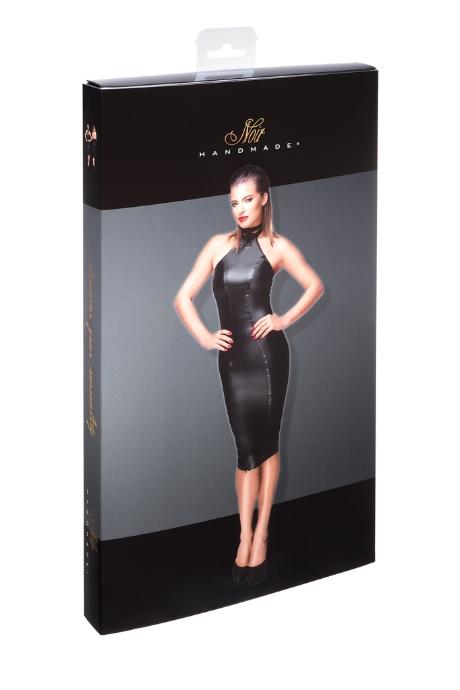 Сукня-олівець з мокрим ефектом Noir Handmade F160 Powerwetlook pencil dress чорний колір