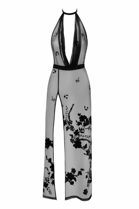 Сукня Noir Handmade F312 Divinity black прозора в підлогу відкрита спина розріз збоку чорний колір