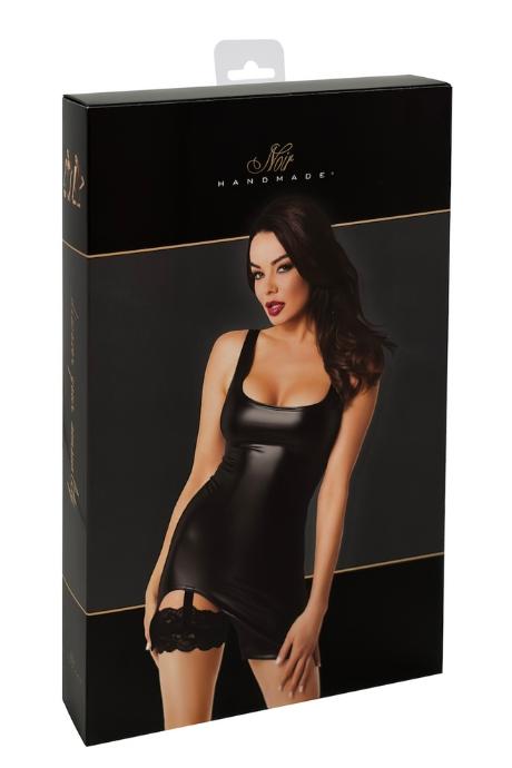 Сукня Noir Handmade F344 Powerwetlook dress with garter чорний колір