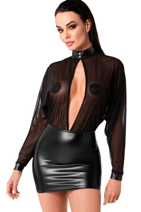 Сукня Noir Handmade F348 Powerwetlook and tulle dress чорний колір