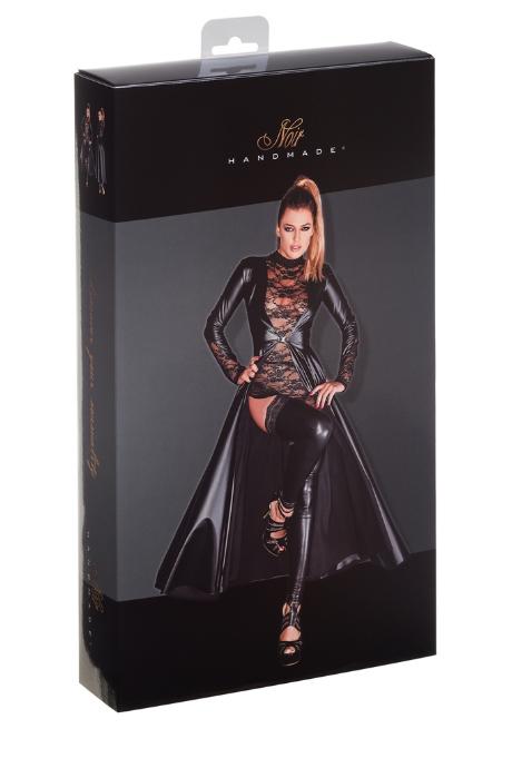 Плаття-плащ із мокрим ефектом Noir Handmade F128C Powerwetlook gown coat чорний колір