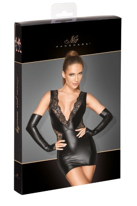 Сукня з мокрим ефектом Noir Handmade F212 Powerwetlook and lace minidress чорний колір
