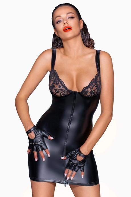 Сукня з мокрим ефектом Noir Handmade F254 Powerwetlook mini-dress чорний колір