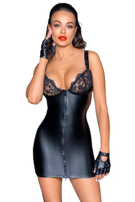 Сукня з мокрим ефектом Noir Handmade F254 Powerwetlook mini-dress чорний колір