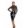  Сукня з мереживним топом Noir Handmade F228 Midi dress with soft lace top мокрий ефект чорний колір