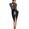  Сукня з мереживним топом Noir Handmade F228 Midi dress with soft lace top мокрий ефект чорний колір