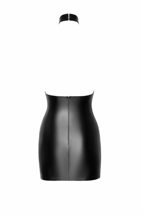 Сукня Noir Handmade F311 Eros black міні спідниця під еко шкіра верх — сітка відкрита спина чорний колір
