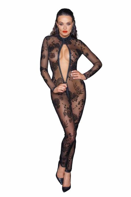Сітчастий бодістокінг Noir Handmade F237 Long tulle overall чорний колір