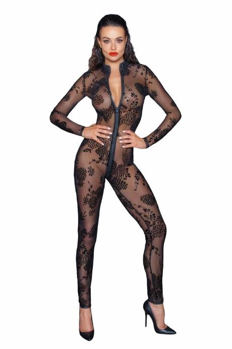 Сітчастий бодістокінг Noir Handmade F237 Long tulle overall чорний колір